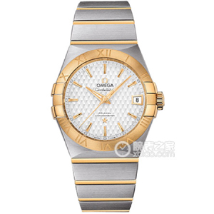 VS廠歐米茄間金格紋白面條釘星座38m